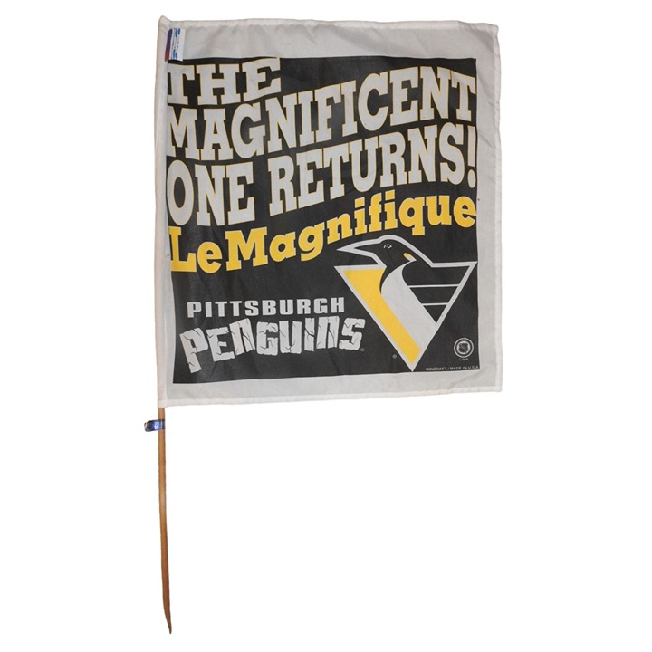 Vintage 1993 Pittsburgh Penguins The Magnificent One Returns Le Magnifique Flag