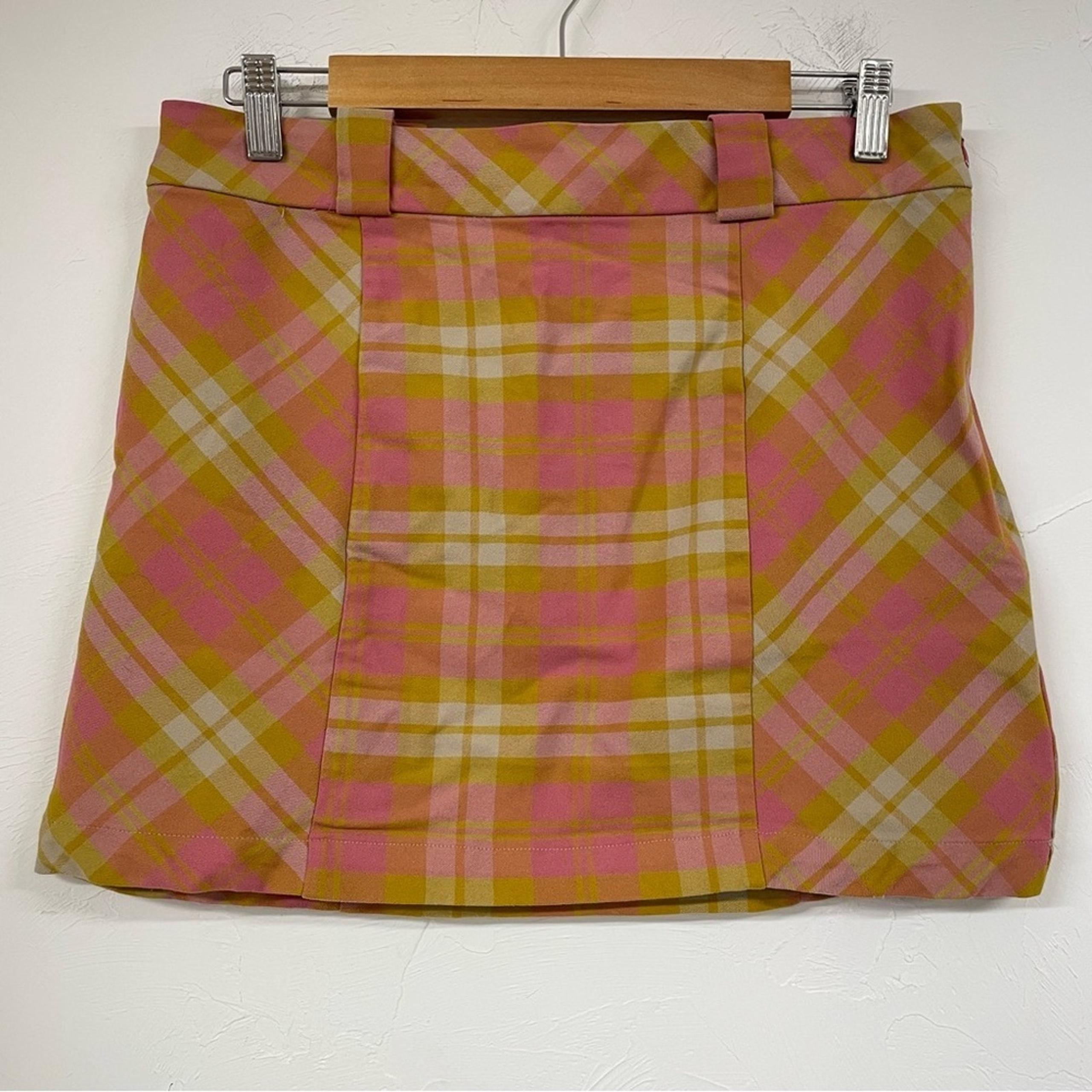Urban Outfitters Pink & Green Plaid Mini School Girl Skirt Womens L Preppy Fall