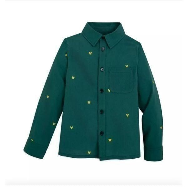 Disney Store Official Mickey Mouse Icon Holiday Long Sleeve Button Front Shirt