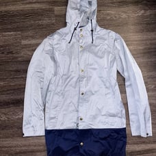 Ralph Lauren Mens Blue Full-Zip Water-Repellent Hooded Rain Coat Jacket 38R