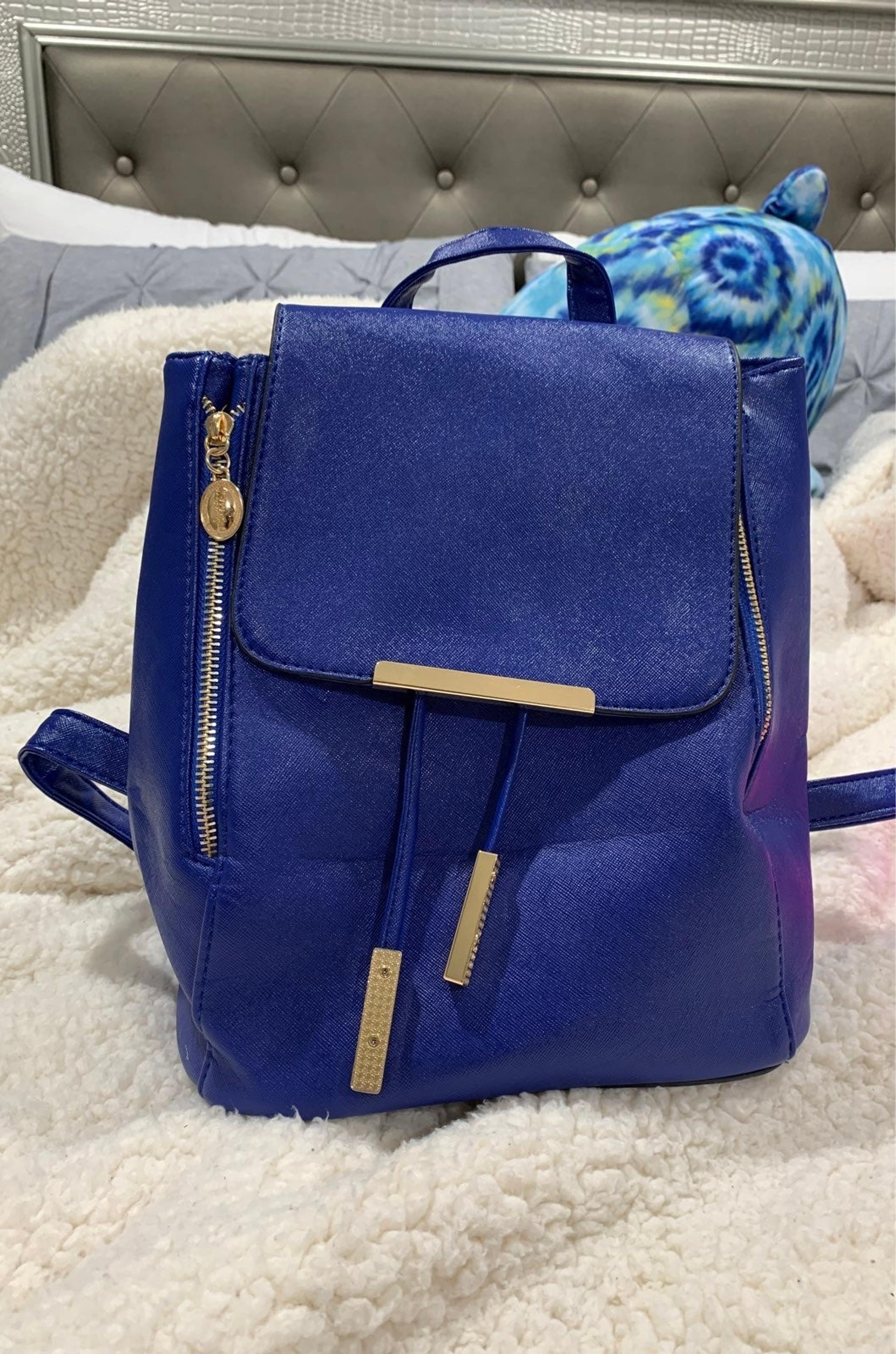 Blue Faux Leather Bag