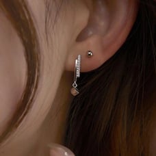 925 Sterling Silver Diamond Cube Earrings