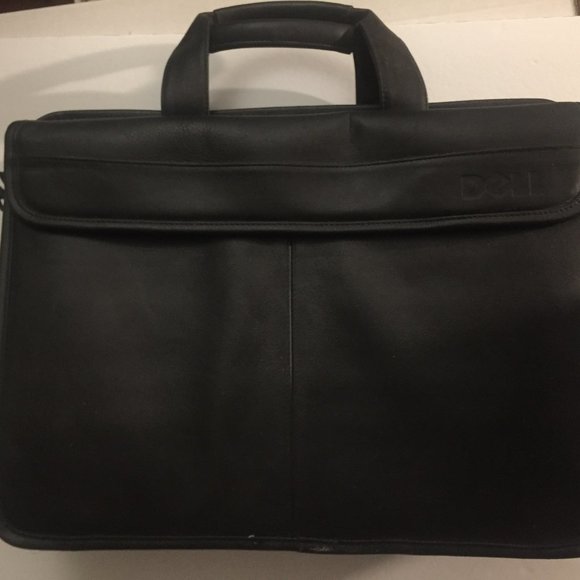 Preowned Dell Laptop Black Leather Shoulder Bag