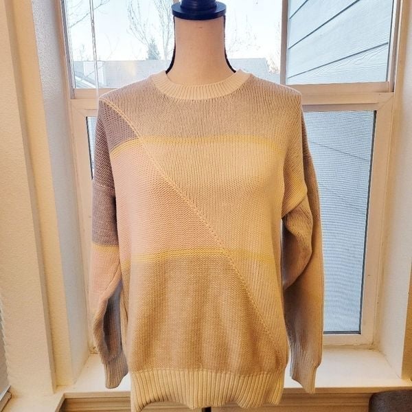 Vintage 1980's Colorblock Pastel Knit Sweater | L