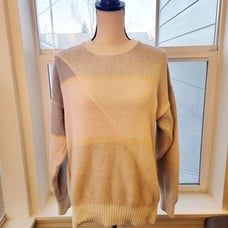 Vintage 1980's Colorblock Pastel Knit Sweater | L