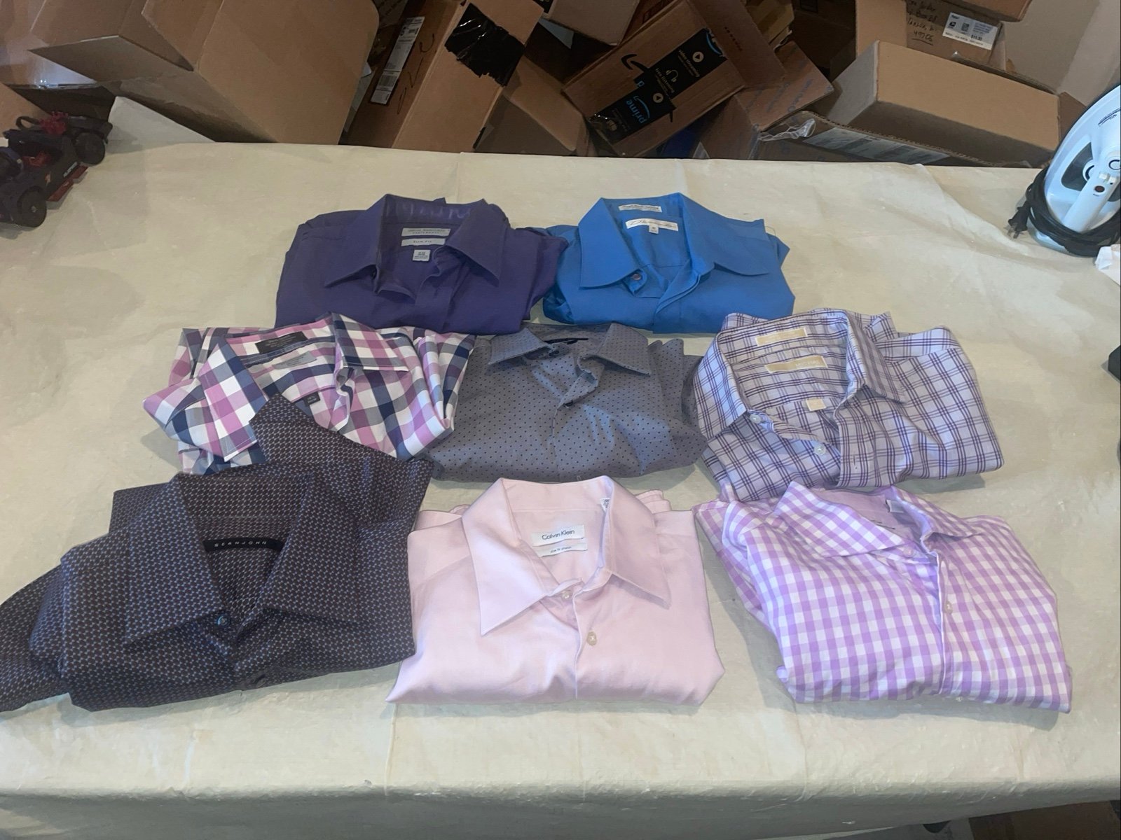 8 Button Front Shirt Euc Men Size 15-16 Medium Large Kors Sean John Calvin Klein