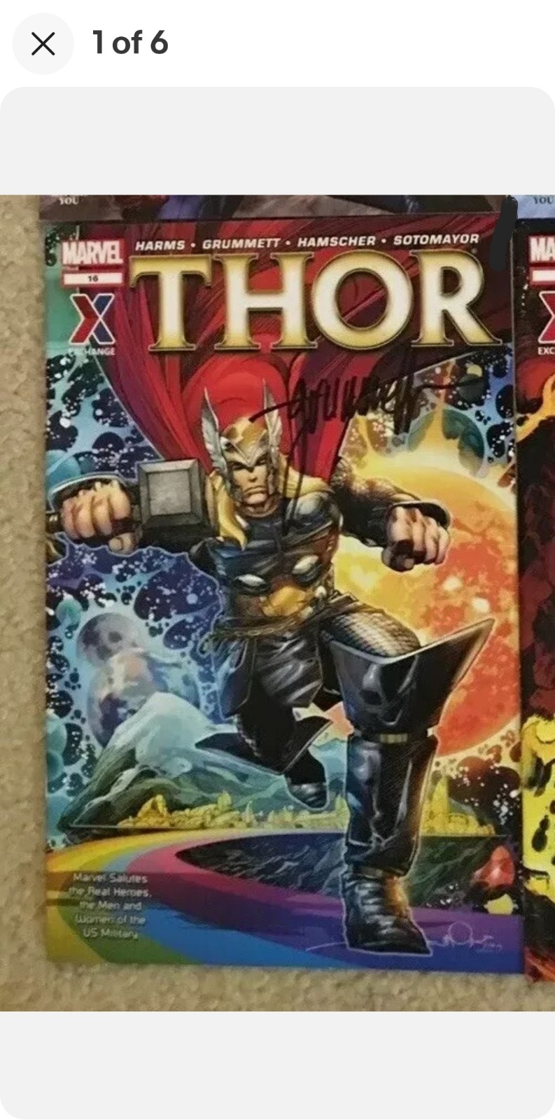 Military Exchange Only #16 Marvel Avengers Thor Signed Grummett Comic Rare