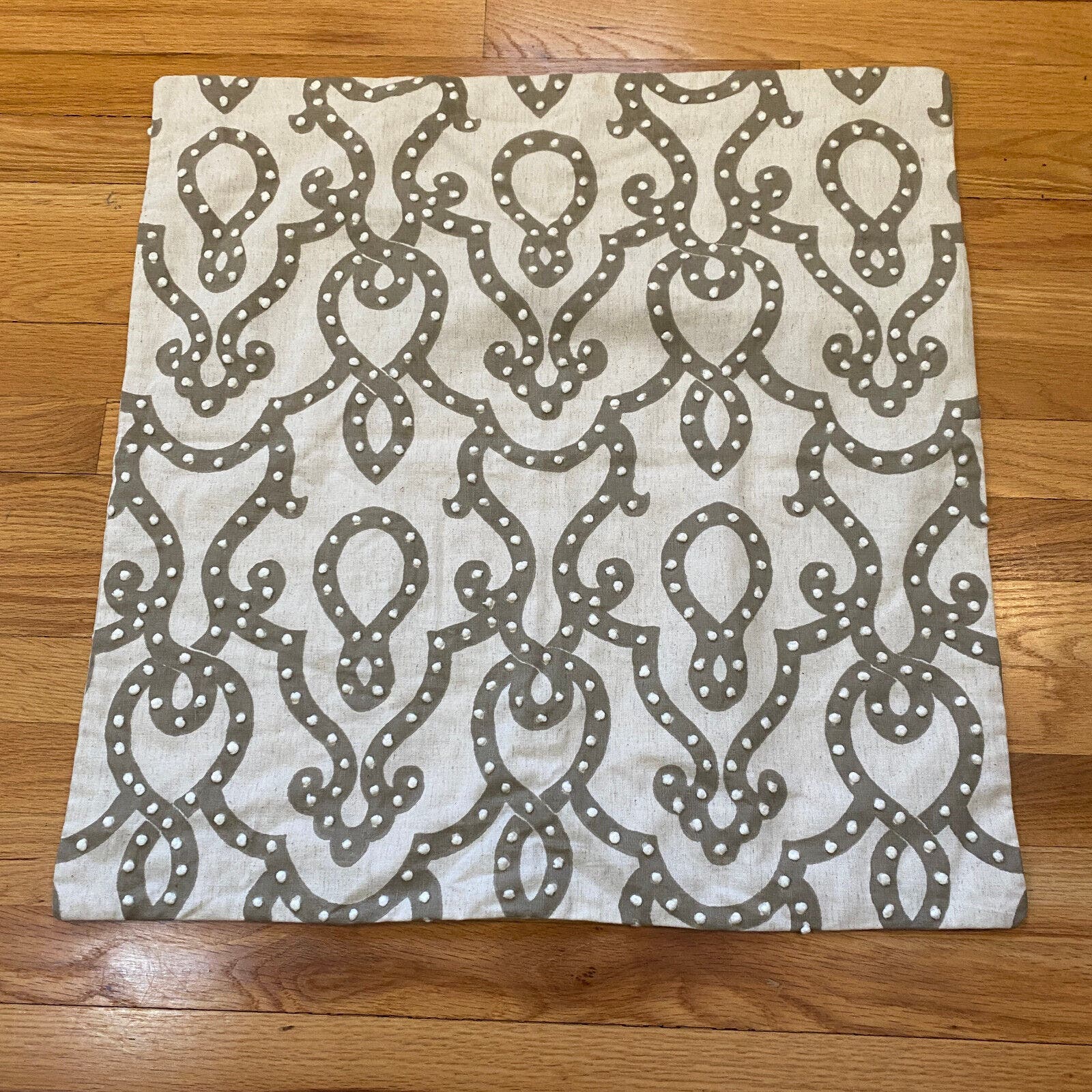 NWOT Pottery Barn Pillow Cover 24 Square Cotton Linen Beige Gray Textured Boho