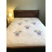 Vintage Chenille Full Bedspread Floral Flower Bouquet White Cottage Country Chic
