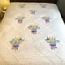 Vintage Chenille Full Bedspread Floral Flower Bouquet White Cottage Country Chic