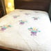 Vintage Chenille Full Bedspread Floral Flower Bouquet White Cottage Country Chic