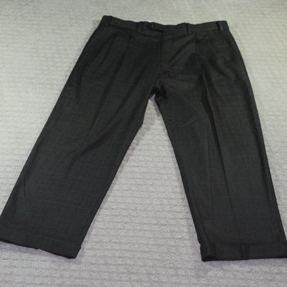 Ralph Lauren Charcoal Grey Windowpane Patterned Dress Slacks