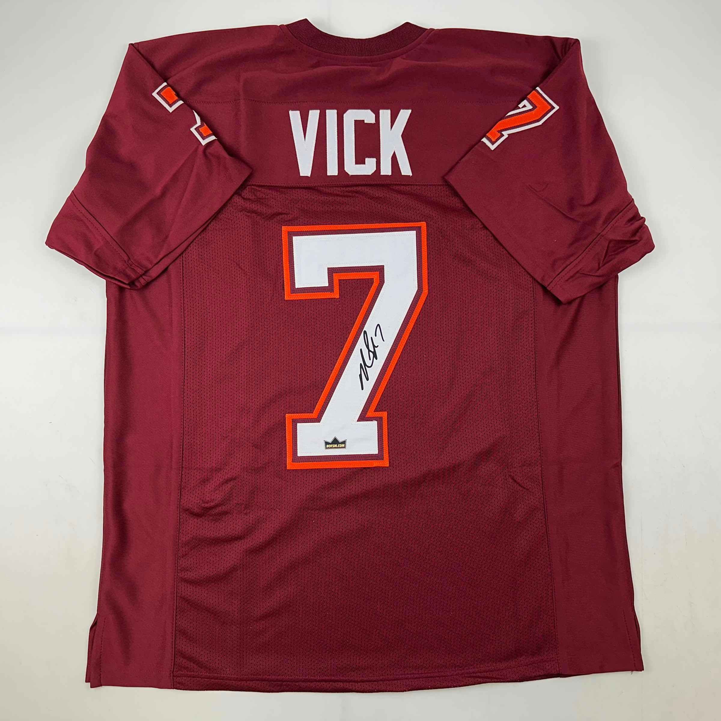 Facsimile Autographed Michael Mike Vick Virginia Tech Maroon Auto Jersey Size