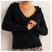 NWT Boden Fluffy Frill Ruffle Collar Alpaca Blend V-Neck Sweater 6 Black