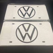 VW Brand New Front Vanity Metal Plate Frame Holder (2 Pack)