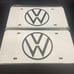 VW Brand New Front Vanity Metal Plate Frame Holder (2 Pack)