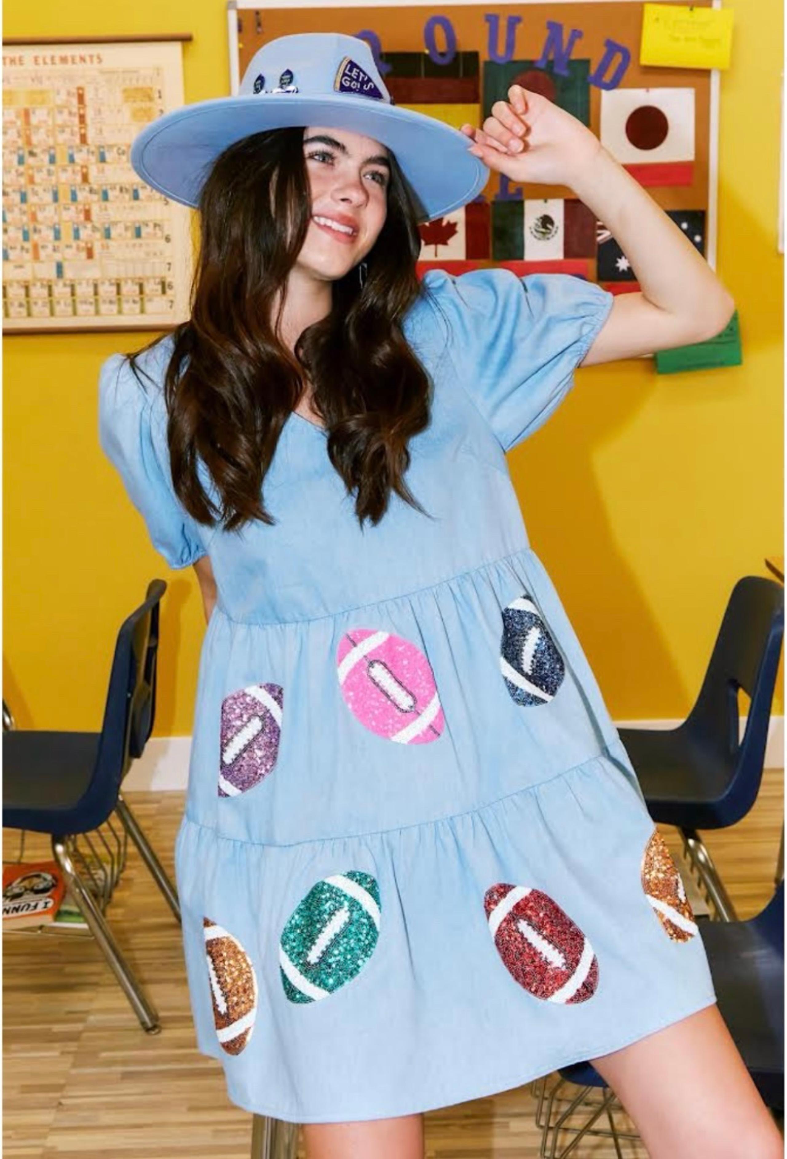 NWT Peach Love Friday Night Lights Sequin Football Dress Small