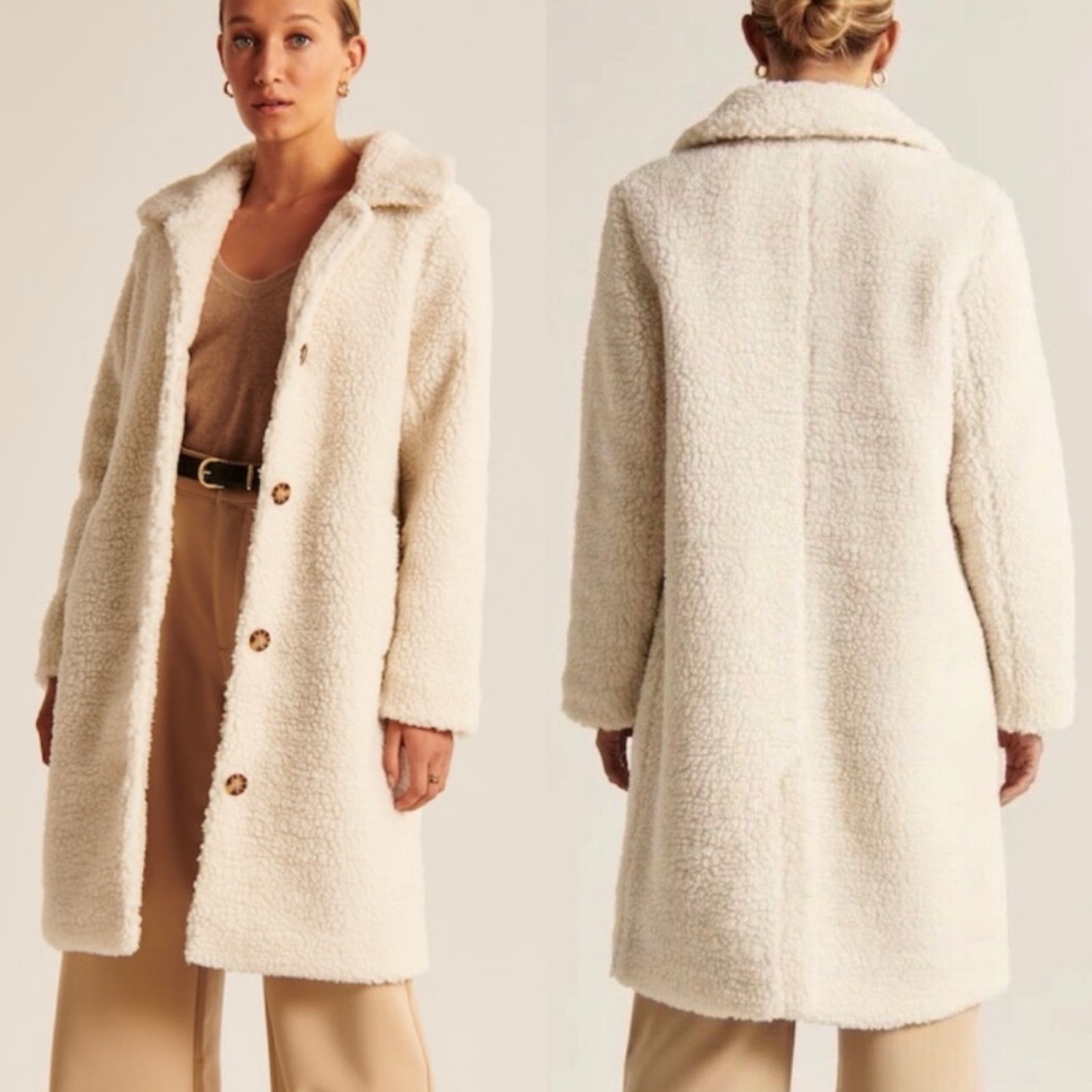 Abercrombie & Fitch Cream Sherpa Mod Long Coat S