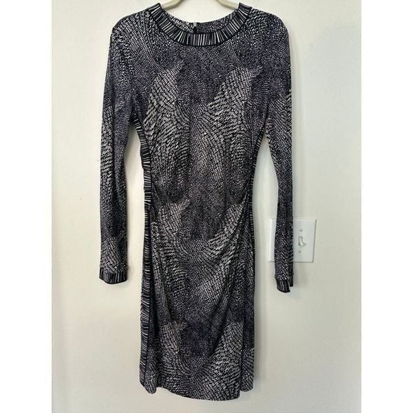 Tory Burch Silk B&W Patterned Midi Dress M