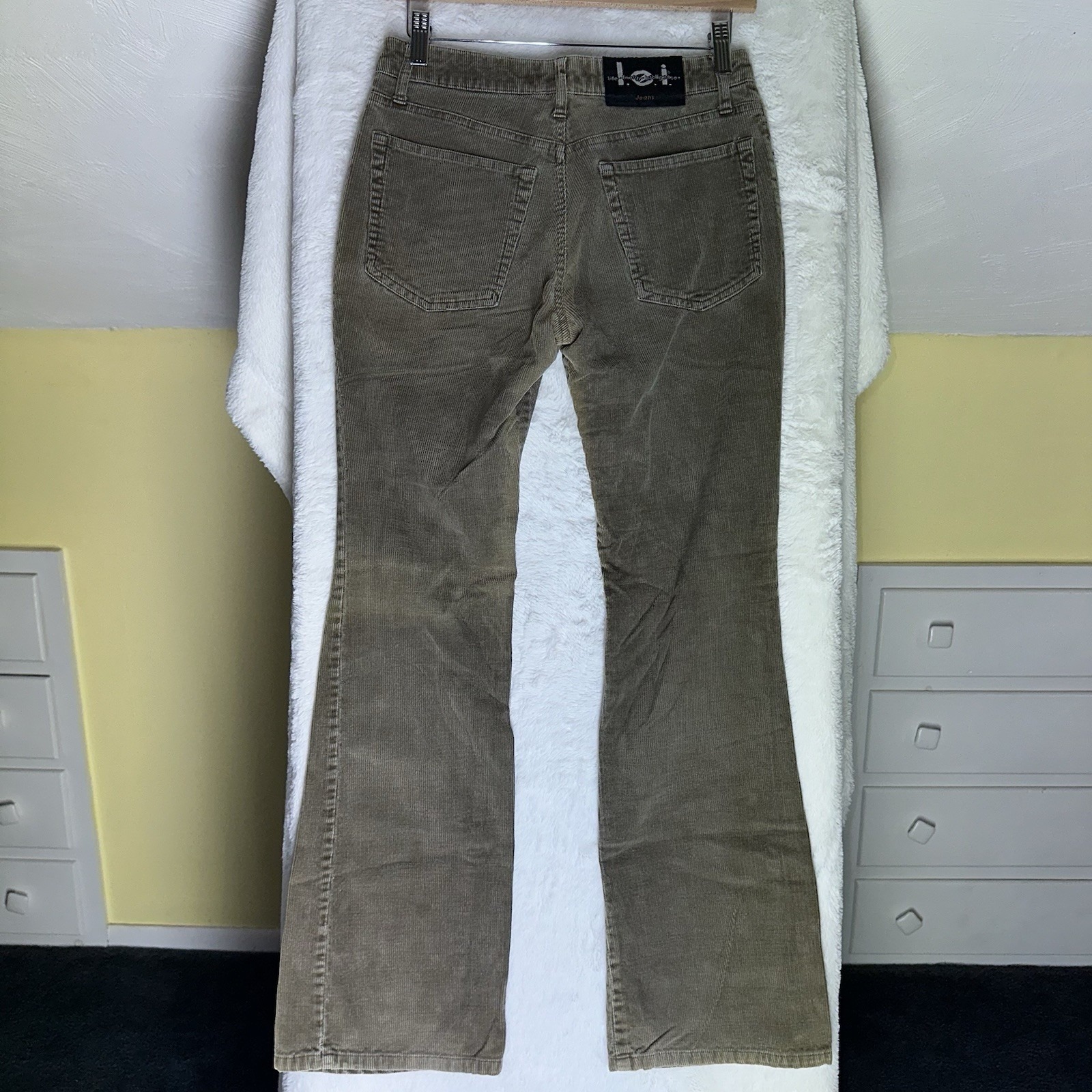 Vintage L.e.i Jeans Pants Y2K 28 Corduroy Green Low Rise Flare 2004 VTG Grunge