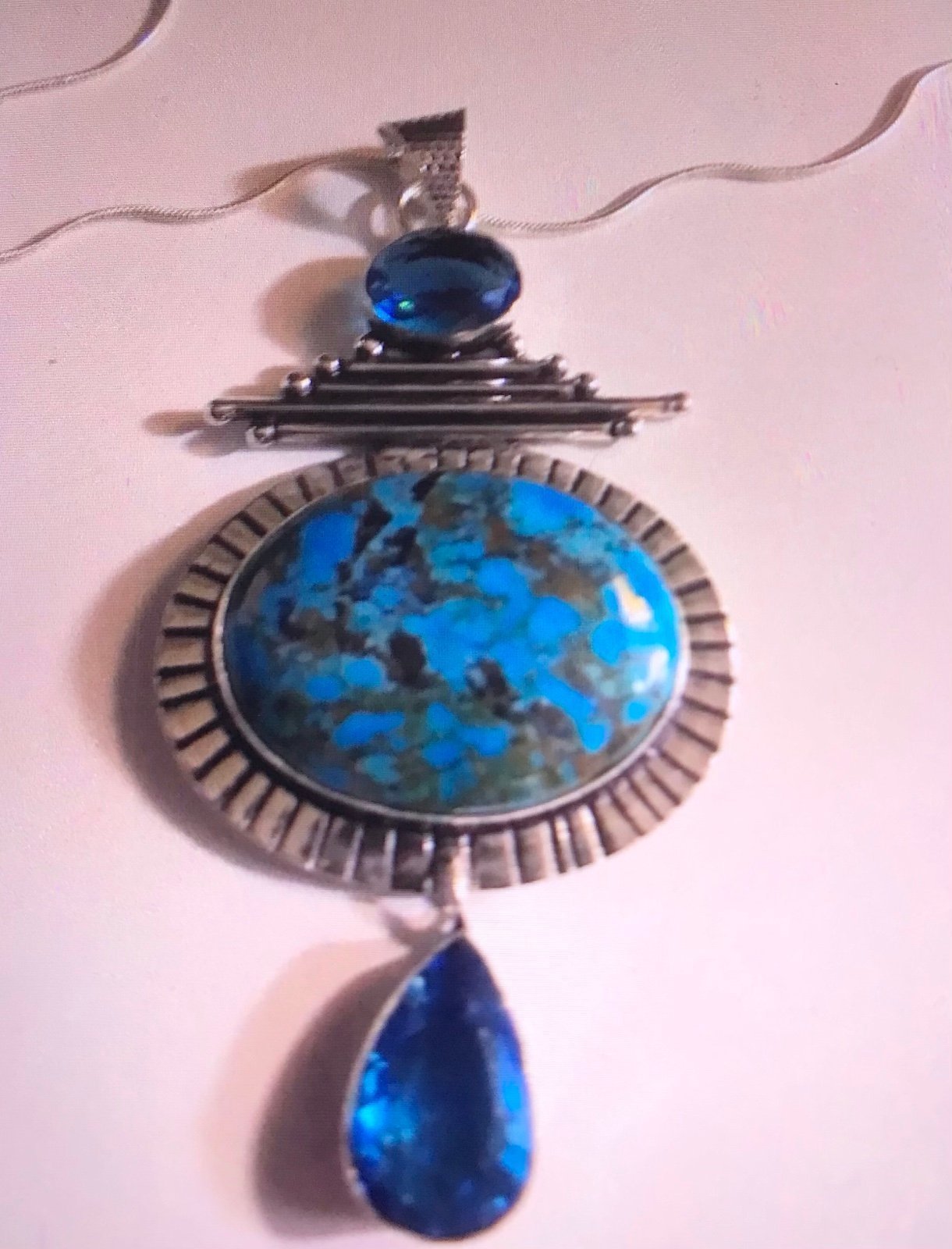 Turquoise Blue Topaz 925 Sterling Silver Necklace