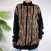 Vintage 90s Grunge Retro Black Indie Oversized Striped Grandpa Sweater / Sz: XL