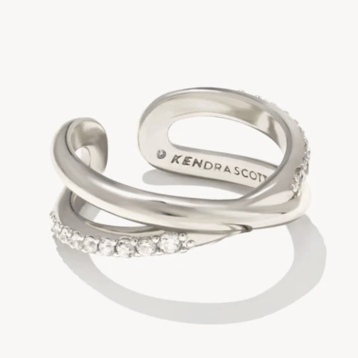 KENDRA SCOTT Annie Silver Infinity Ring Rhodium Crystal Size 6