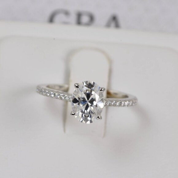 Certified Moissanite Diamond Fully Iced 3.85ct Oval Engagement Solitaire Ring