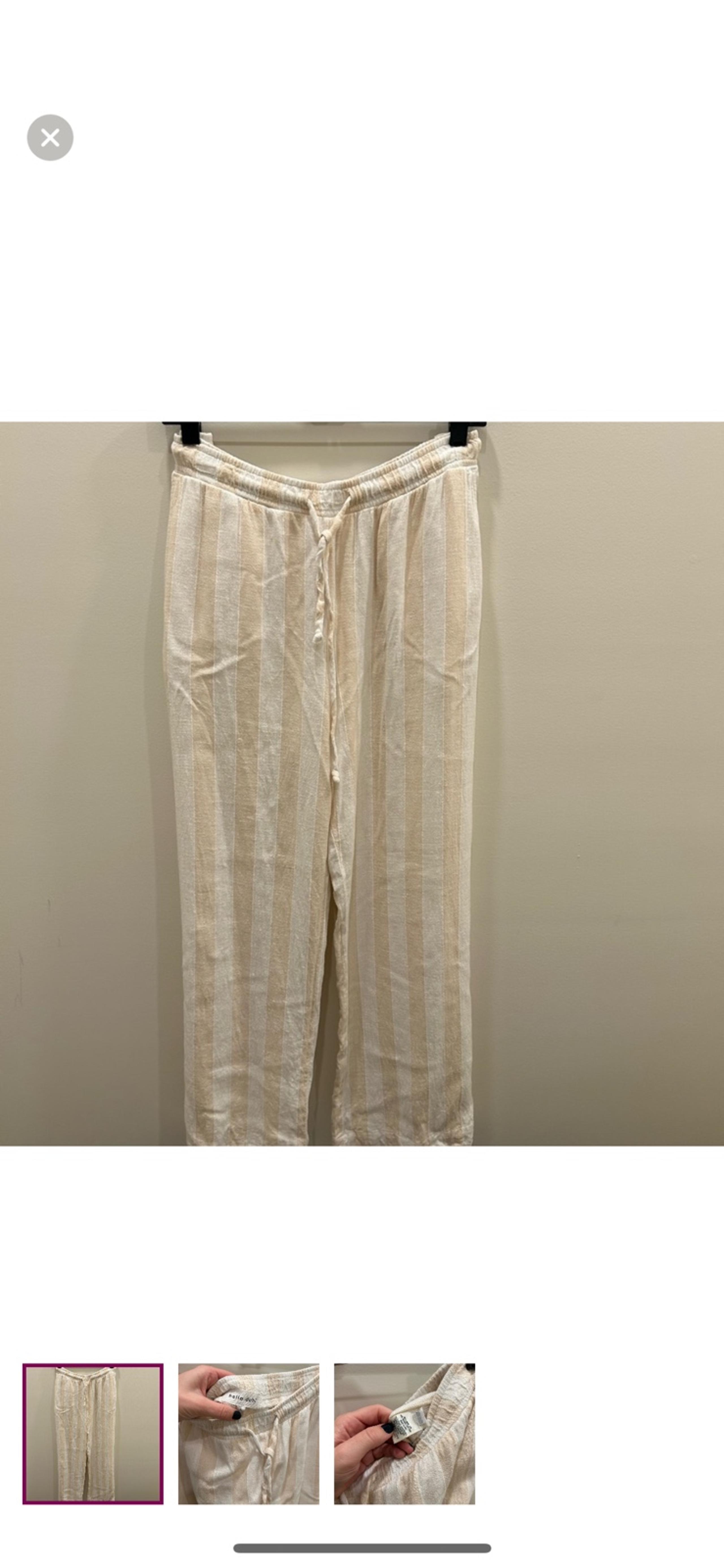 Bella Dahl sz Large summer pant stripe neutral