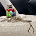 Vintage Sterling Multi-stone Mosaic Inlay Slider style pendant with chain