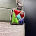 Vintage Sterling Multi-stone Mosaic Inlay Slider style pendant with chain