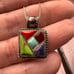 Vintage Sterling Multi-stone Mosaic Inlay Slider style pendant with chain