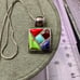 Vintage Sterling Multi-stone Mosaic Inlay Slider style pendant with chain