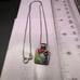 Vintage Sterling Multi-stone Mosaic Inlay Slider style pendant with chain