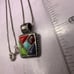 Vintage Sterling Multi-stone Mosaic Inlay Slider style pendant with chain