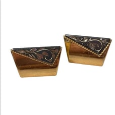 Vintage Mid Century Anson Rectangular Gold Cuff Links with Diamond Cut Signed