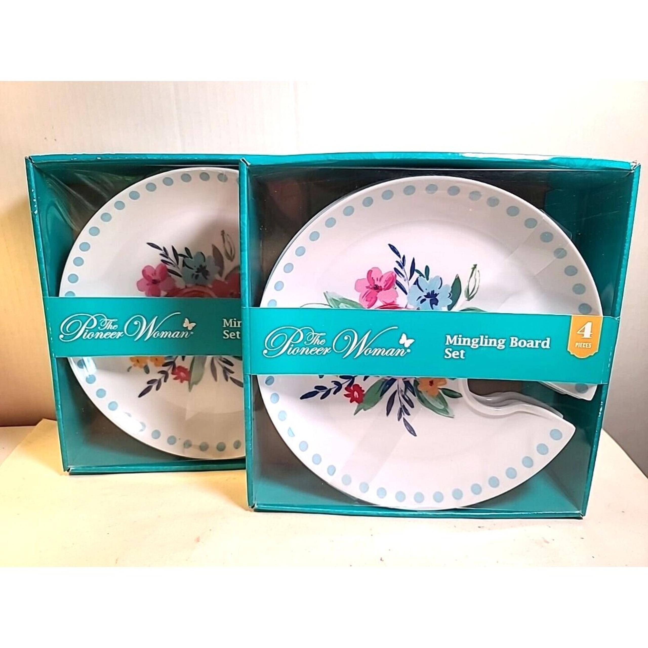NEW Pioneer Woman Mingling Board Set of 2  (8 Plates Total)  Girls Night Wine 8"