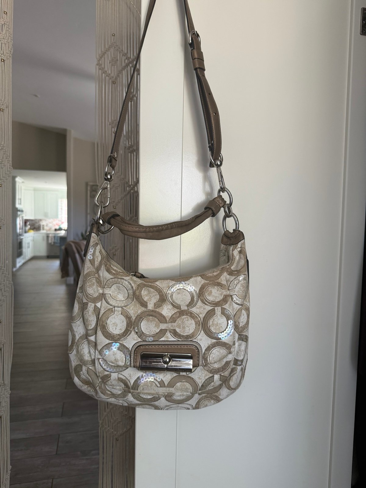 Coach Cream and Brown Hobo Shoulder Bag 52