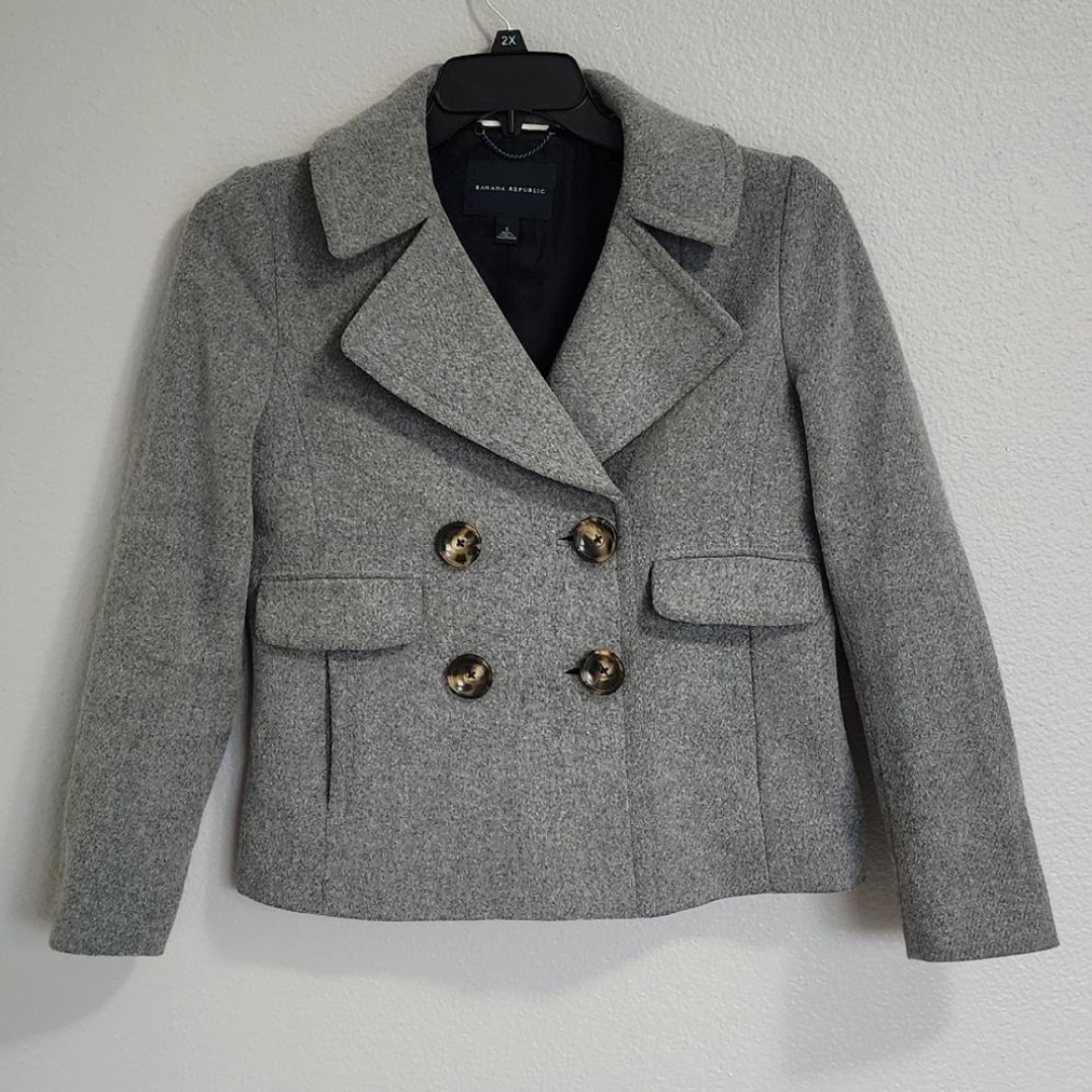 BANANA REPUBLIC Womens Double Breasted WOOL Blend Pea Coat Jacket/ S