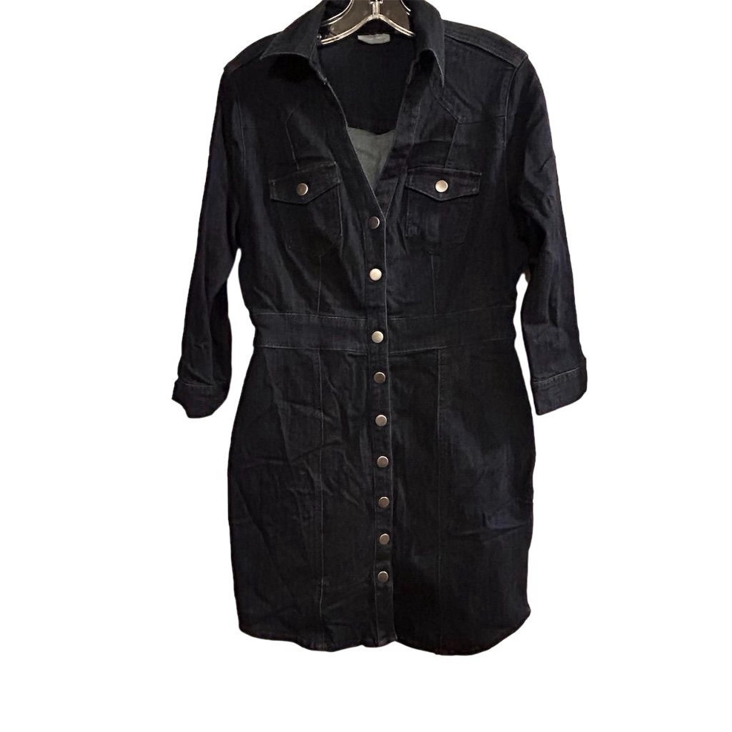 New York & Company Women's M Blue Denim Button-Down Mini Dress
