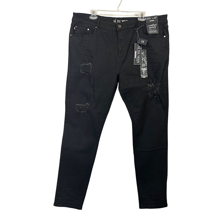 Si Tu Veux Men's Denim Jeans Super Slim Fit Comfort Stretch 42X33.5 Black