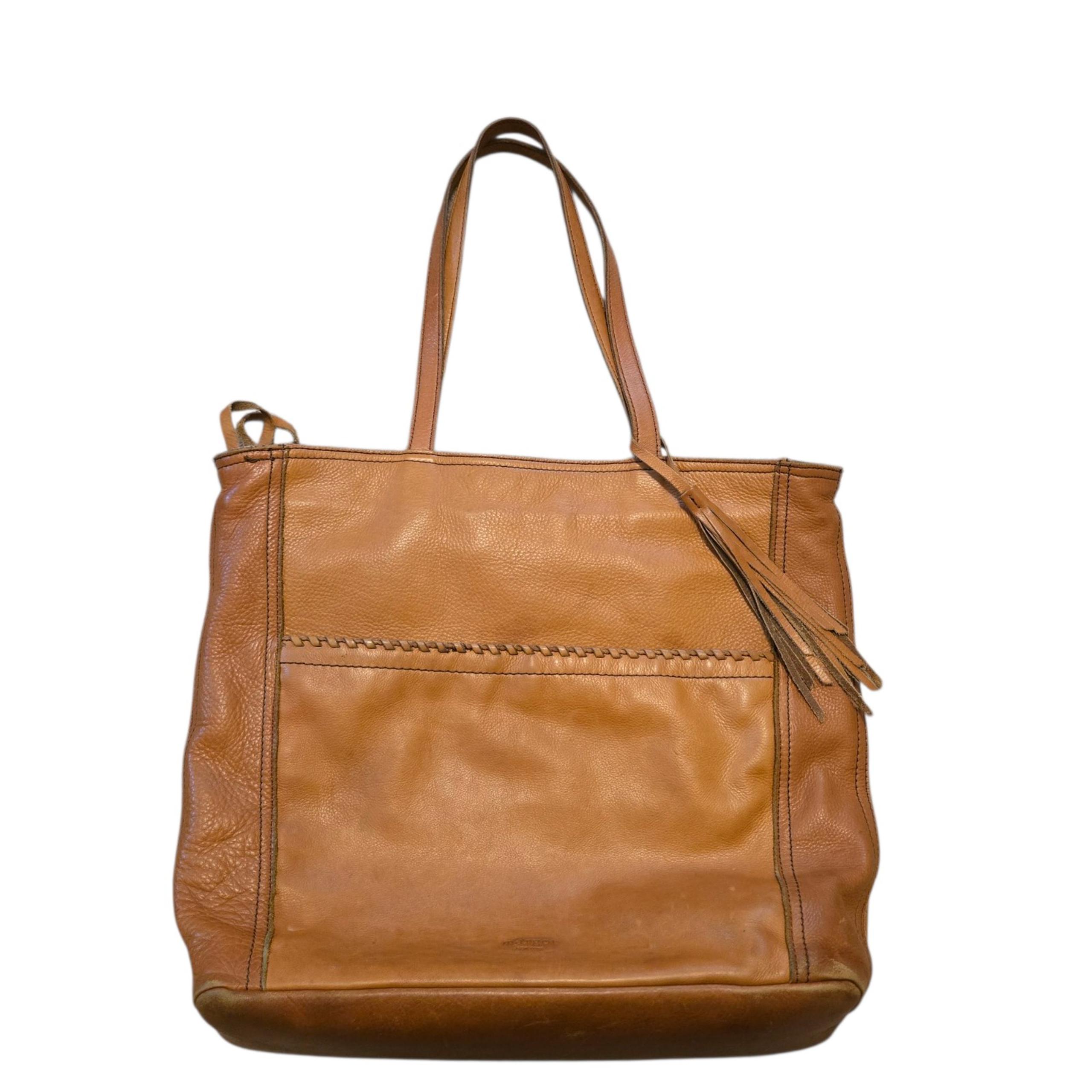 Margot New York Large Kara Tan Leather Satchel Shoulder Bag