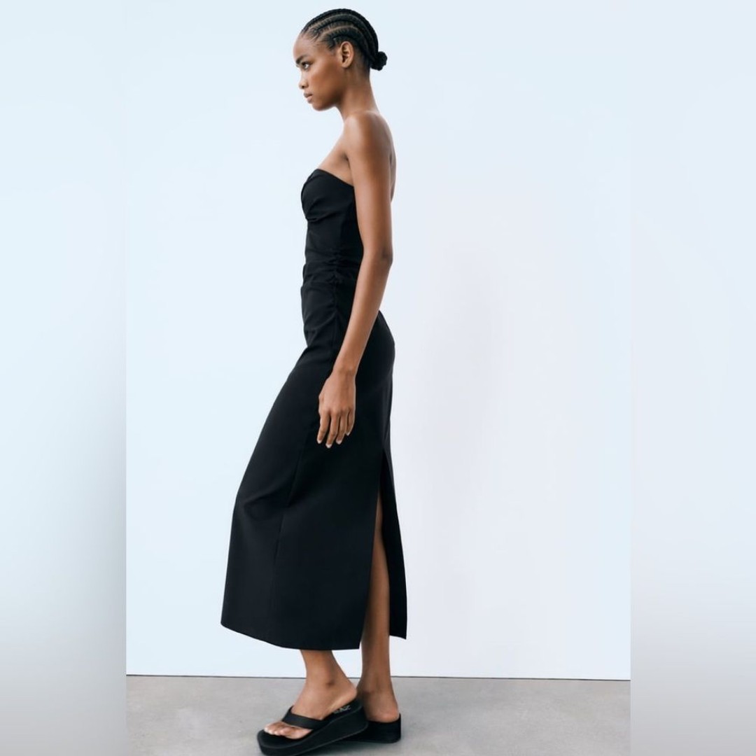 ZARA STRAPLESS CUT OUT MIDI DRESS XL