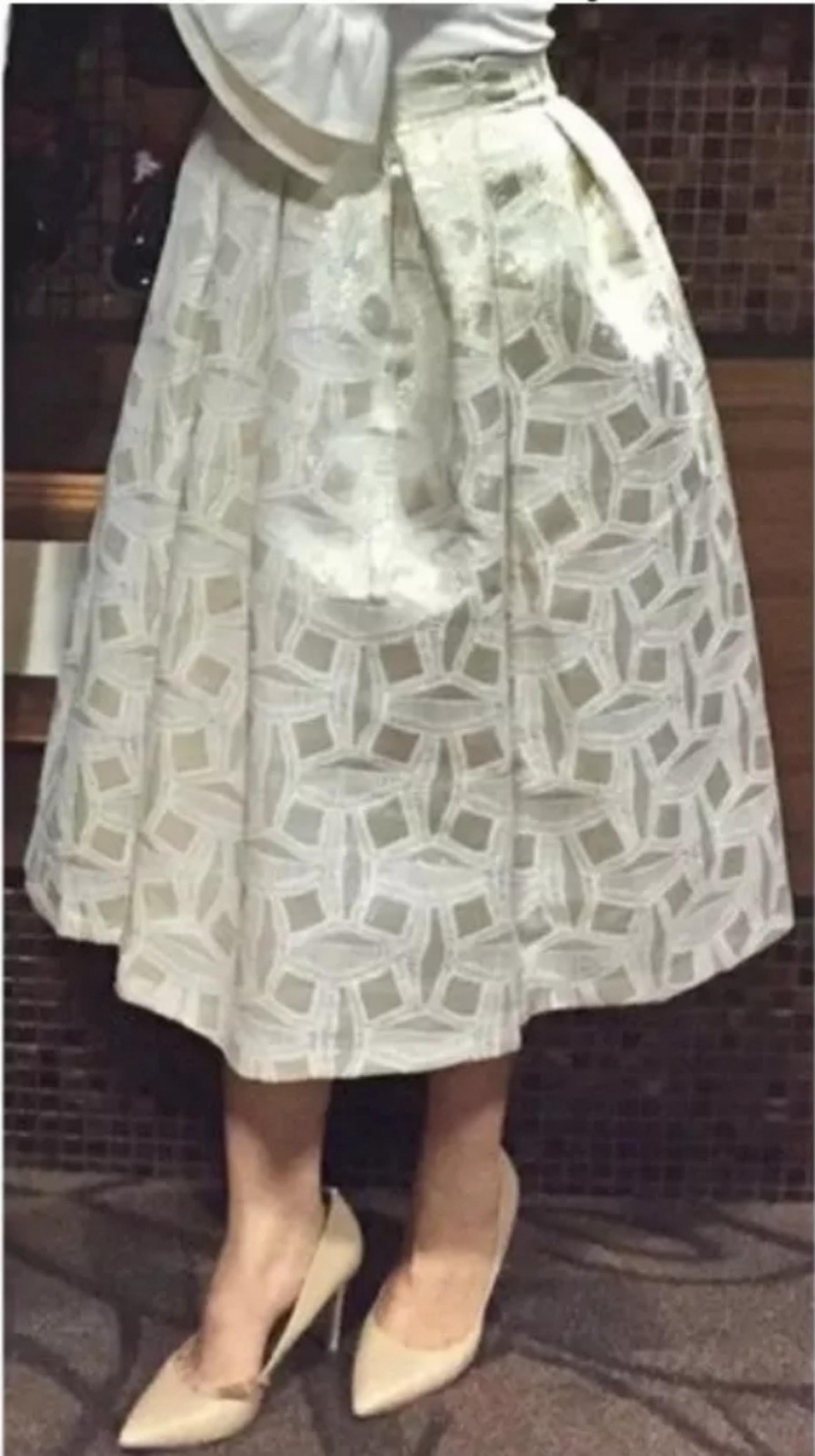HAUTE MONDE box pleated flared full lined metallic skirt women’s Size Small