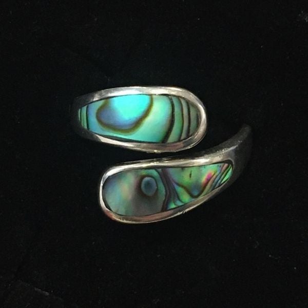 Genuine Sterling Silver Abalone Bypass Ring Sz 7.5