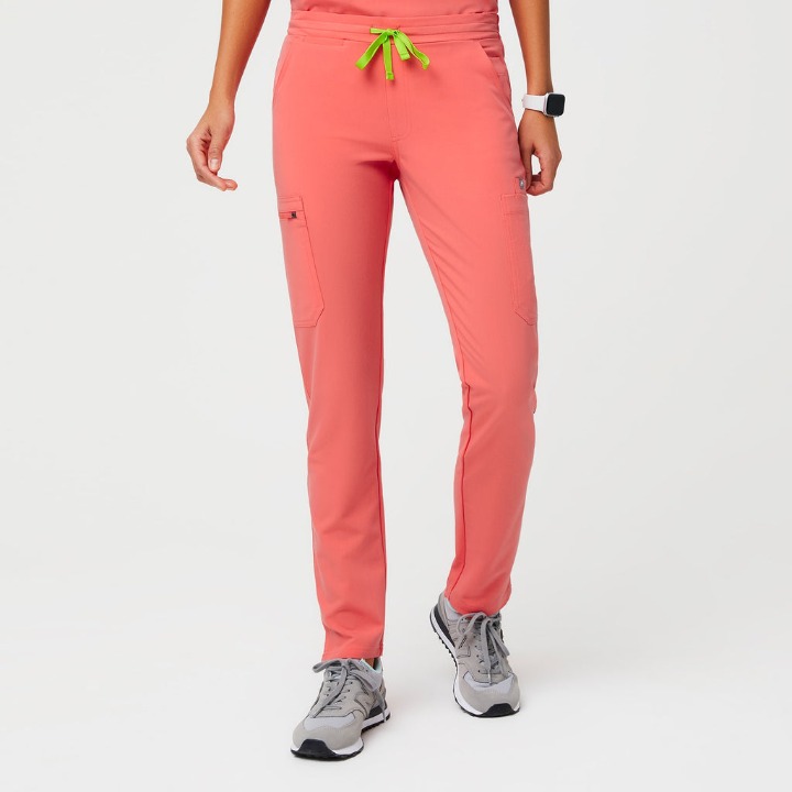 XS Figs Hot Coral Yola Skinny Scrub Pants