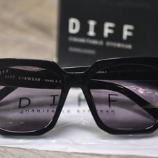 Diff Eyewear ARIANA II - Square Oversized Hand Cut Black & Grey Sunglasses - NIB