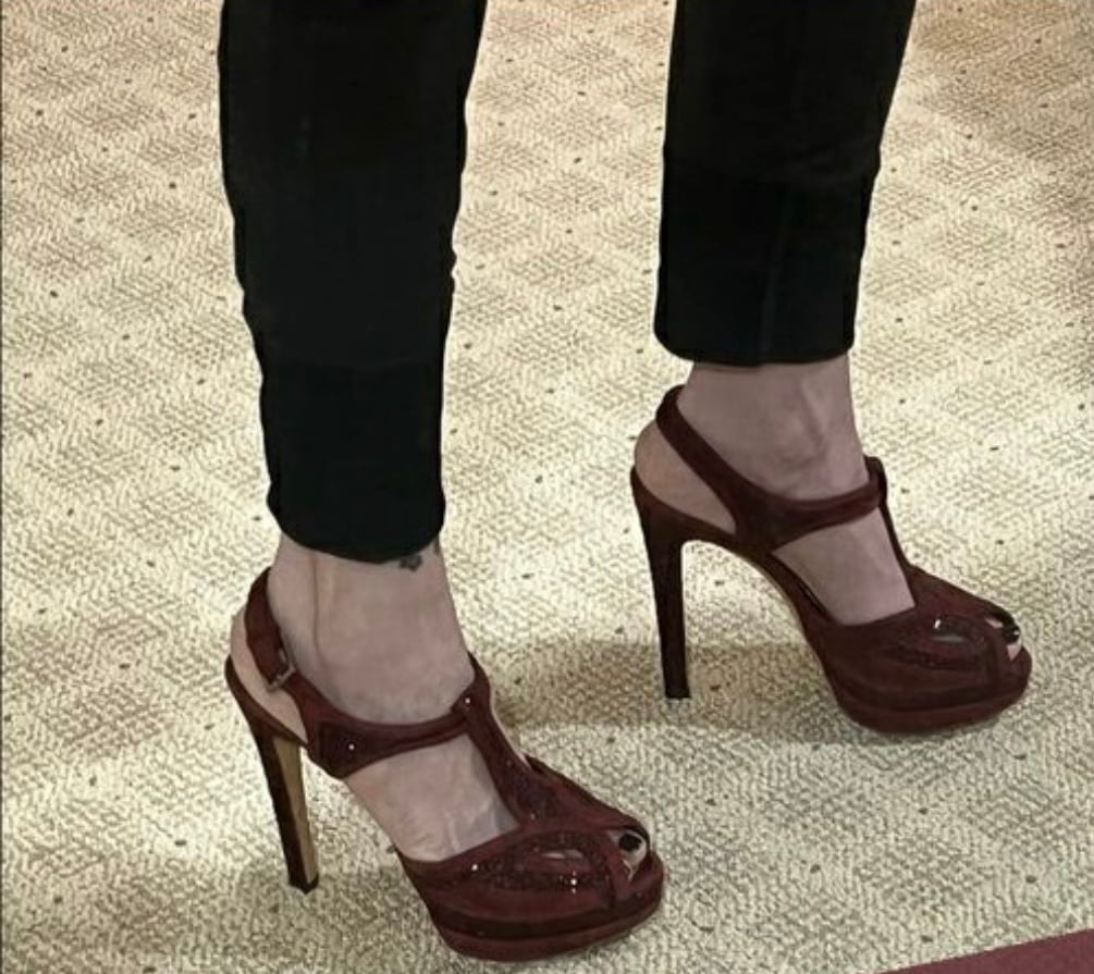 Christian Dior “Celeste” Suede Glitter T-Strap Platform