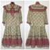 Cottagecore Prairie Skirt Set Ruffle Hem High Neck, Mauve and Sage Green Prairie