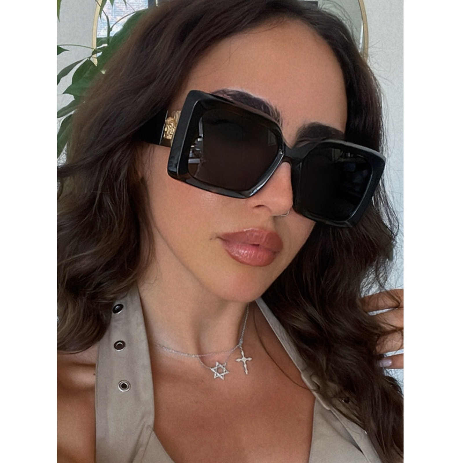 NEW Versace VE4467-U Havana Brown Square Medusa Sunglasses